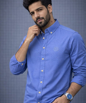 Men's Casual Shirt - Shc-1063 Dotted Blue