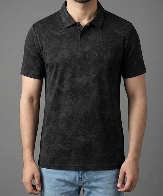 Men's T-Shirt Collar Black Tsh-7025