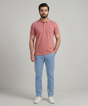 Premium Ribbed Collar Polo T-Shirt Pink TSH-7162