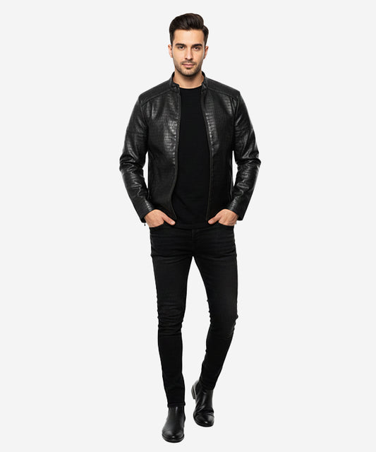 Men's Faux Leather Jacket Jk-0361 Black