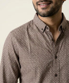 Men's Casual Shirt - Brown-Dotted Shc-1717 (ORG-H)