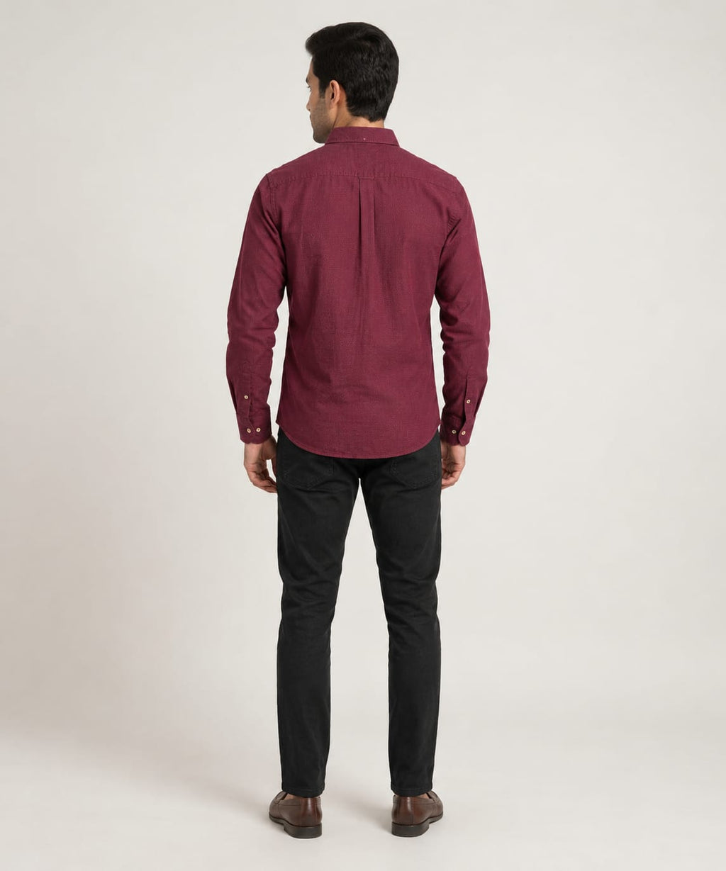 Men's Casual Shirt - Texture-Maroon Shc-1603 (ORG H)