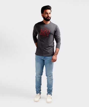 HR Clothing Men's Full Sleeves T-Shirt - 1980 Grey