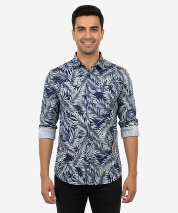 Men's Casual Shirt - Shc-1032 Blue Floral