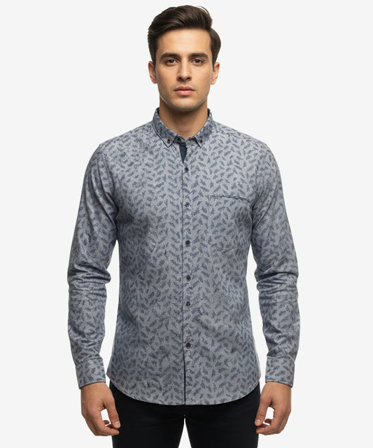 Men's Casual Shirt - Shc-1044 Silver/B Floral