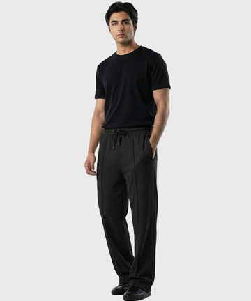 Men's Baggy Waffle French Trousers - Black Lwr-0592