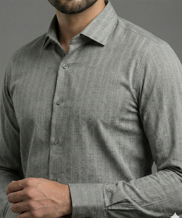 Men's Dress Shirt - Grey Stripe Dsh-0287