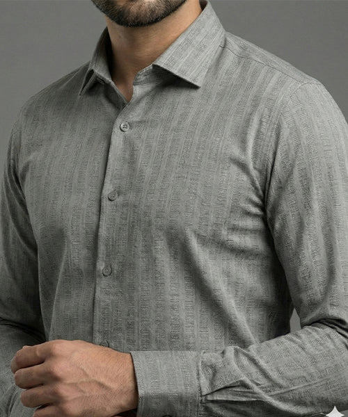 Men's Dress Shirt - Grey Stripe Dsh-0287