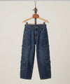 Boys Navy Multi-Pocket Baggy Jeans- Bjp-0299