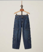 Boys Navy Multi-Pocket Baggy Jeans- Bjp-0299