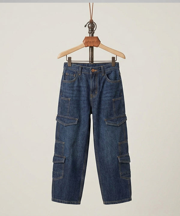 Boys Navy Multi-Pocket Baggy Jeans- Bjp-0299