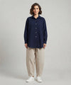 Women's Longline Collared Shirt Navy LSH-0107