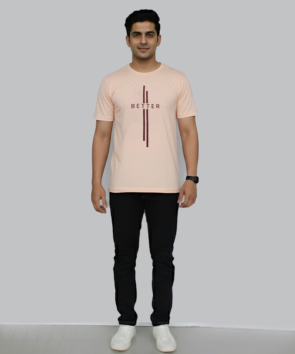 HR clothing Mens Printed T-Shirt - Light Pink TSH-5685