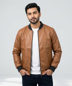 Men's Leather Jacket - Brown JK-0442