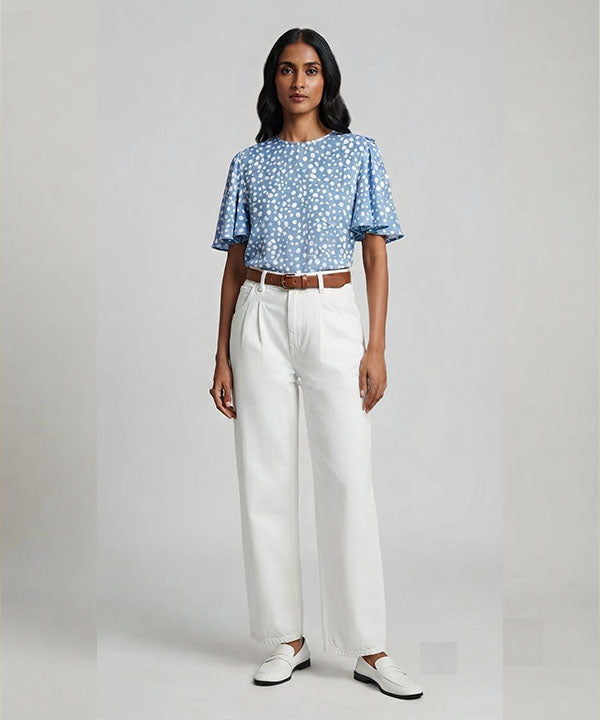 Women Western Floral Sky Printed Top LSH-0106