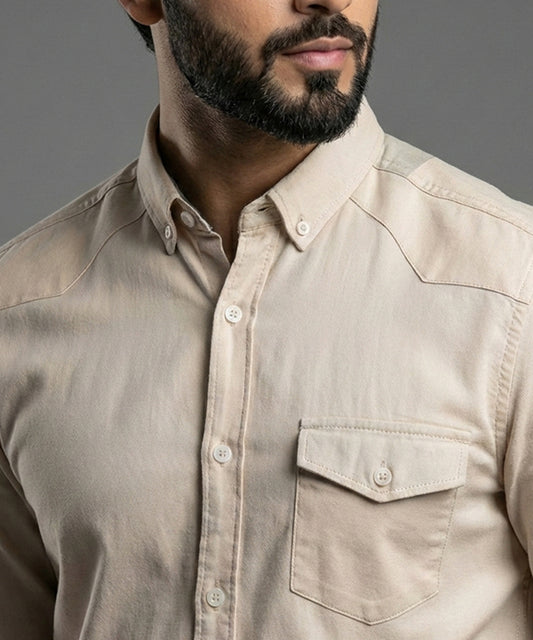 Men's Casual Shirt - Shc-1113 Beige