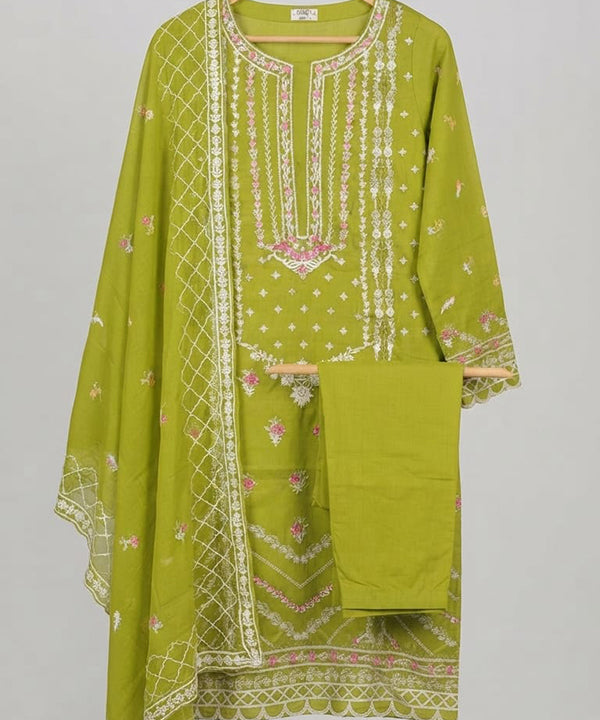 Women's Eastern Lime Green Embroidered 3-piece 0004