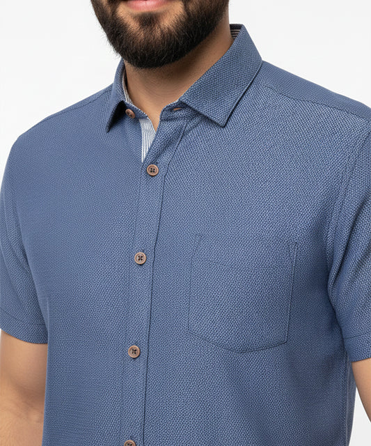 Men's Casual Shirt - Shc-1368 Texture Blue