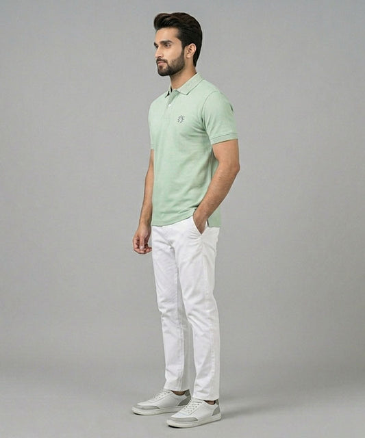 Premium Ribbed Collar Polo T-Shirt Pistachio TSH-7162