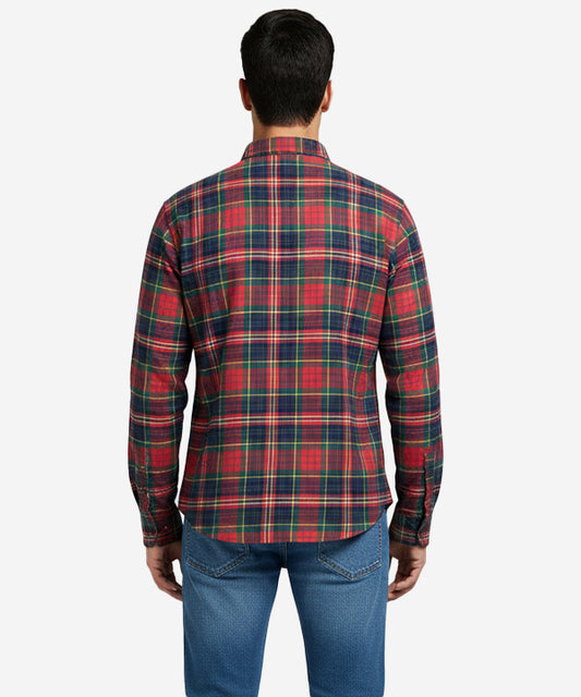 Men's Casual Checkered Shirt - Shc-1707 G Red Chk