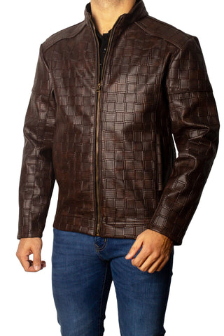 Men's Faux Leather Jacket Jk-0358 Coffee