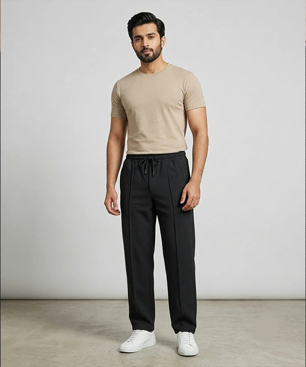 Men’s Smart Baggy Waffle Trouser– LWR-0711 Black