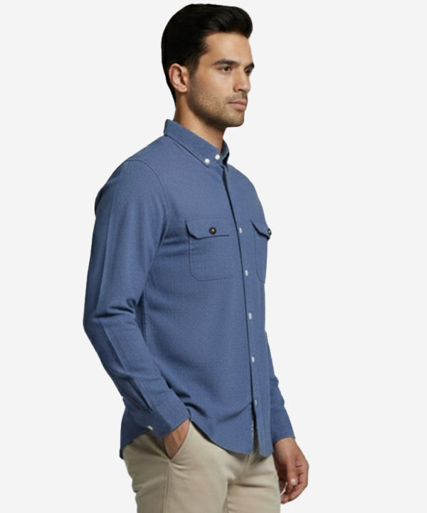 Men's Casual Printed Shirt - Shc-1484 Texture Blue