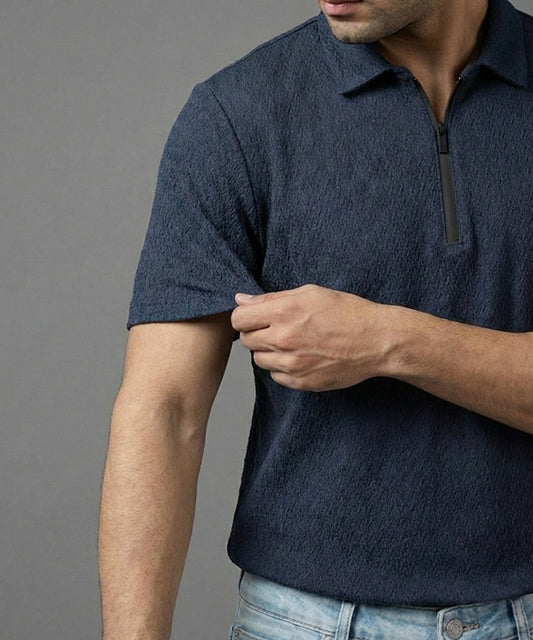 Men's T-Shirt Collar Navy Tsh-7021