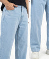 HR Clothing Men's Basic Baggy Denim - Light Blue Jp-1896