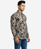 Men's Casual Printed Shirt - Brown Floral Shc-1028