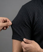 Men's T-Shirt Collar Black Zip Style Tsh-7020