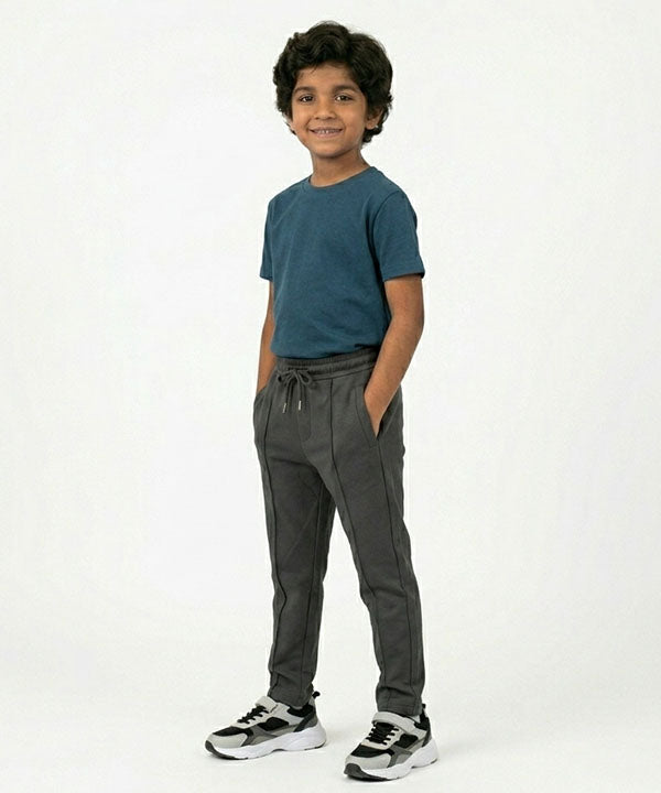 Kids Smart Baggy stretchable premium trouser Self Black Texture BLW-0136