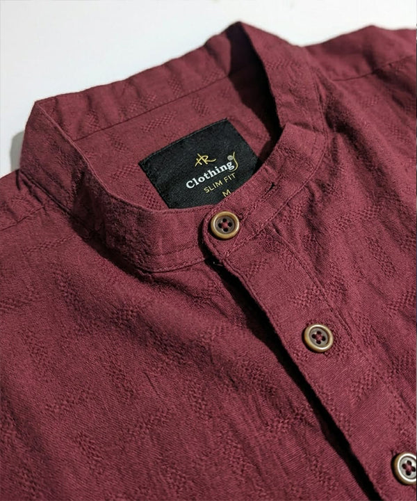 Men's Casual Shirt - Maroon Shc-1590 (ORG H)
