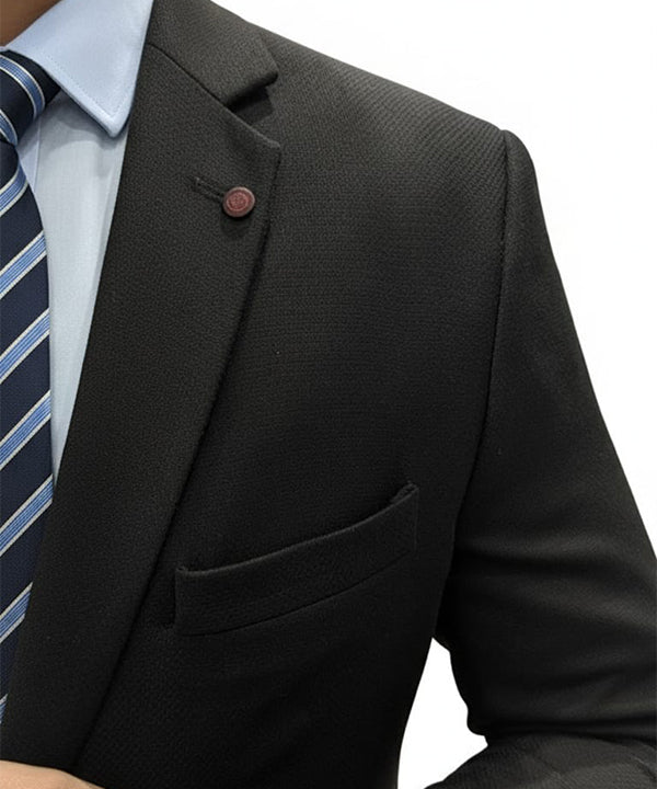 Formal Suit Gst-0126 Texture Black 2 Button