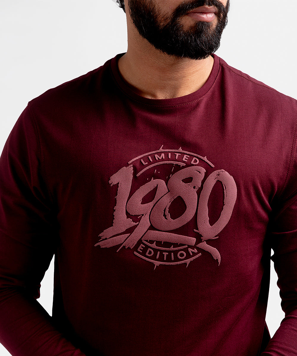 HR Clothing Men's Full Sleeves T-Shirt - Maroon
