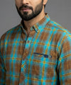 Men's Casual Shirt - Shc-1191 Ferozi Chk