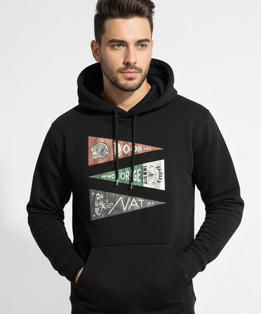 Men's Printed Hoodie - Black Tsh-5994