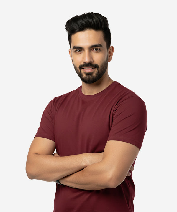 HR Clothing Men’s Basic T-Shirt – Maroon TSH-5919