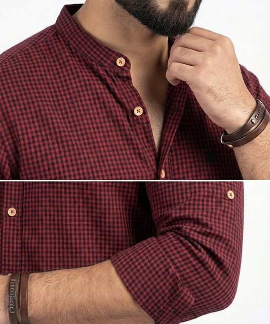 Men's Casual Shirt - Shc-1443 B/Red Chk