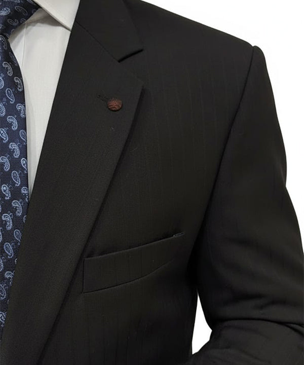Formal Suit Stripes Gst-0120 Black 2 Button