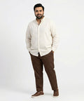 Men's Over Size Casual Shirt - Beige Stripe Shc-1937 ORG