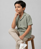 HR clothing Kids Half Sleeves Shirt - L-Green BSH-0116