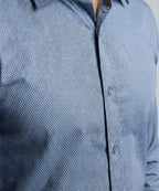 Men's Dress Shirt - Navy Dotted Dsh-0287