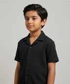 HR clothing Kids Half Sleeves Shirt - Black BSH-0116