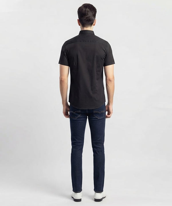 Men's Casual Black Half Sleves Shc-1927