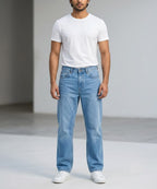 Men's Denim Smart Baggy Jeans - Sky-Blue - JP-2264