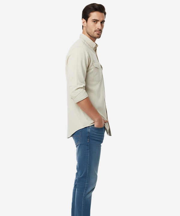 HR Clothing Men's Casual Shirt - Beige Shc-1841 Strech Fabric(ORG)