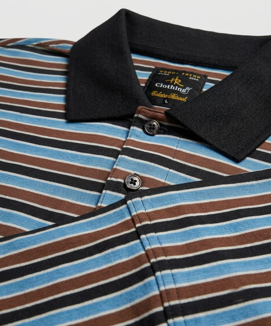 MEN'S T-SHIRT COLLAR MAROON STRIPE BASIC TSH-5916