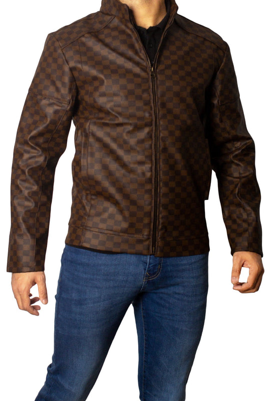 Men's Faux Leather Jacket Jk-0359 Brown