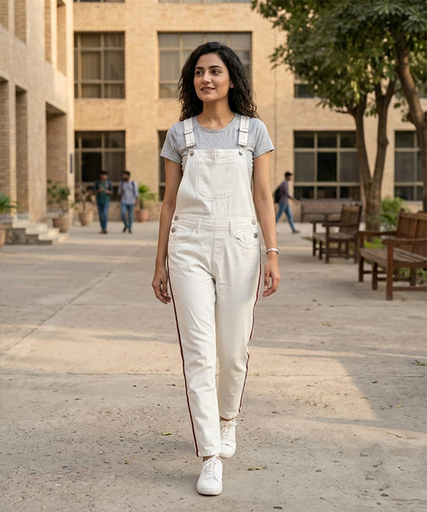 HR Clothing Women's Denim Rompers – White - DG-0008